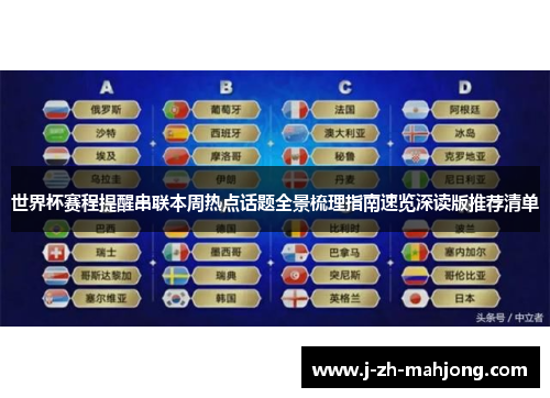 世界杯赛程提醒串联本周热点话题全景梳理指南速览深读版推荐清单 世界杯赛程提醒串联本周热点话题全景梳理指南速览深读版推荐清单