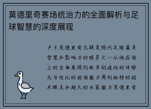 莫德里奇赛场统治力的全面解析与足球智慧的深度展现